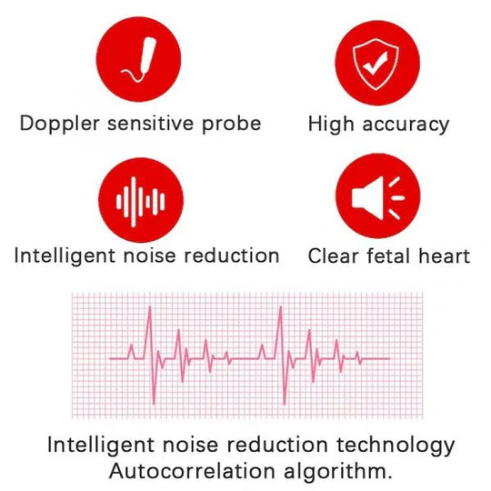 Moniteur de fréquence cardiaque fœtale avec technologie de détection sonore - avec écran LCD