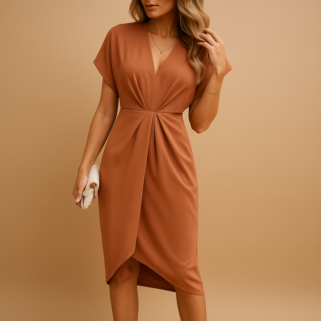 ZOE V. - Elegantes Wickel-Midikleid für Damen mit schmeichelhafter Passform