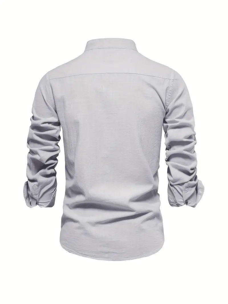 Camicia da uomo in lino effetto lino con bottoni per l’estate – Camicia casual leggera per vacanze, lavoro e outfit quotidiani
