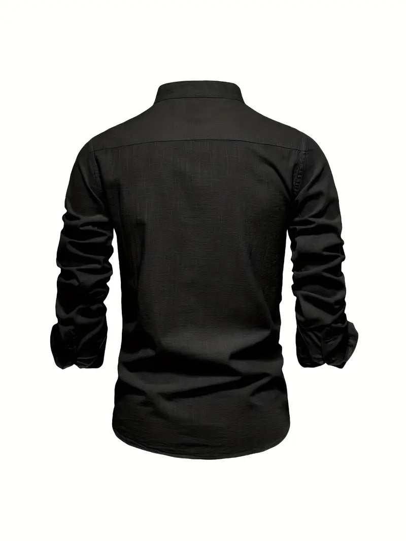 Camicia da uomo in lino effetto lino con bottoni per l’estate – Camicia casual leggera per vacanze, lavoro e outfit quotidiani