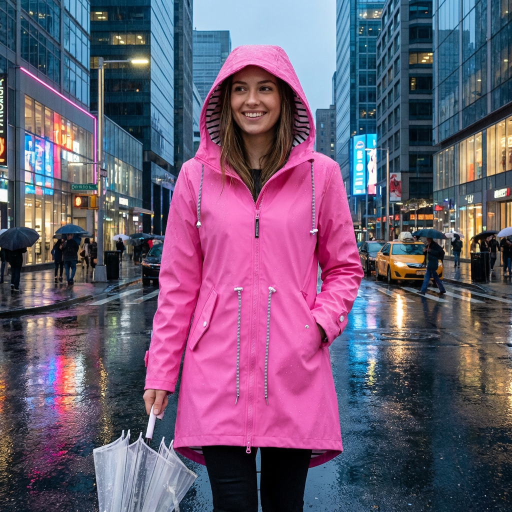 Longue veste de pluie élégante pour femmes - Modèle coupe-vent et imperméable