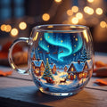 Glass Mug with Festive Holiday Illustrations and Clear Rounded Design - Image 1