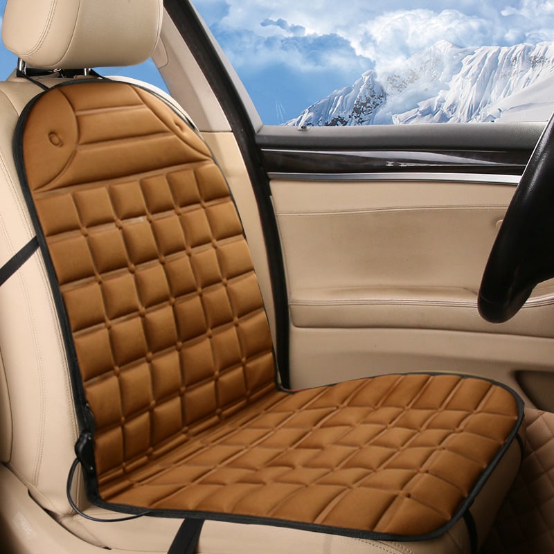 Heated Car Seat Cover and Cushion with 12v Adapter Quilted Design and Ergonomic Back Support - Image 1