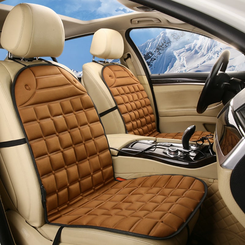 Heated Car Seat Cover and Cushion with 12v Adapter Quilted Design and Ergonomic Back Support - Image 8
