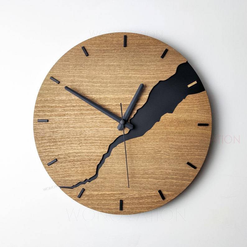 Elegante Wanduhr aus Holz für die Wohndekoration – Minimalistische Uhr für Wohnzimmer, Küche und Büro