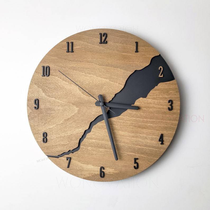Elegante Wanduhr aus Holz für die Wohndekoration – Minimalistische Uhr für Wohnzimmer, Küche und Büro