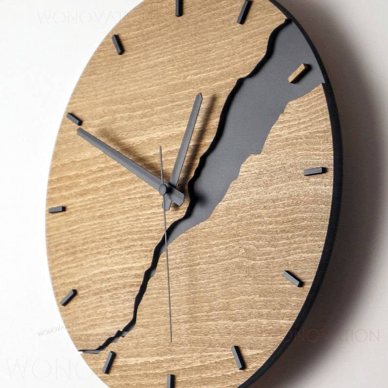 Elegante Wanduhr aus Holz für die Wohndekoration – Minimalistische Uhr für Wohnzimmer, Küche und Büro