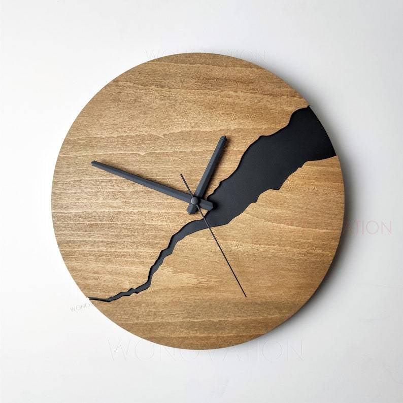 Elegante Wanduhr aus Holz für die Wohndekoration – Minimalistische Uhr für Wohnzimmer, Küche und Büro