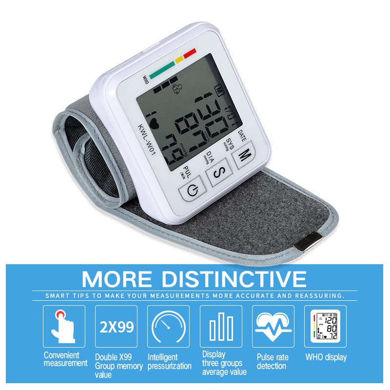 Home Wristband Automatic Blood Pressure Monitor with Portable Lcd Display and Adjustable Strap - Image 1