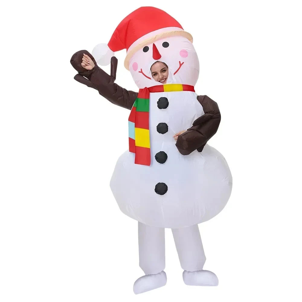 Inflatable Christmas Costume Suit with Full-Body Holiday Character Design and Mesh Viewing Window - Image 1