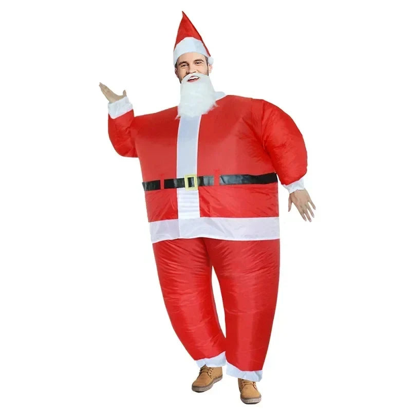 Inflatable Christmas Costume Suit with Full-Body Holiday Character Design and Mesh Viewing Window - Image 3