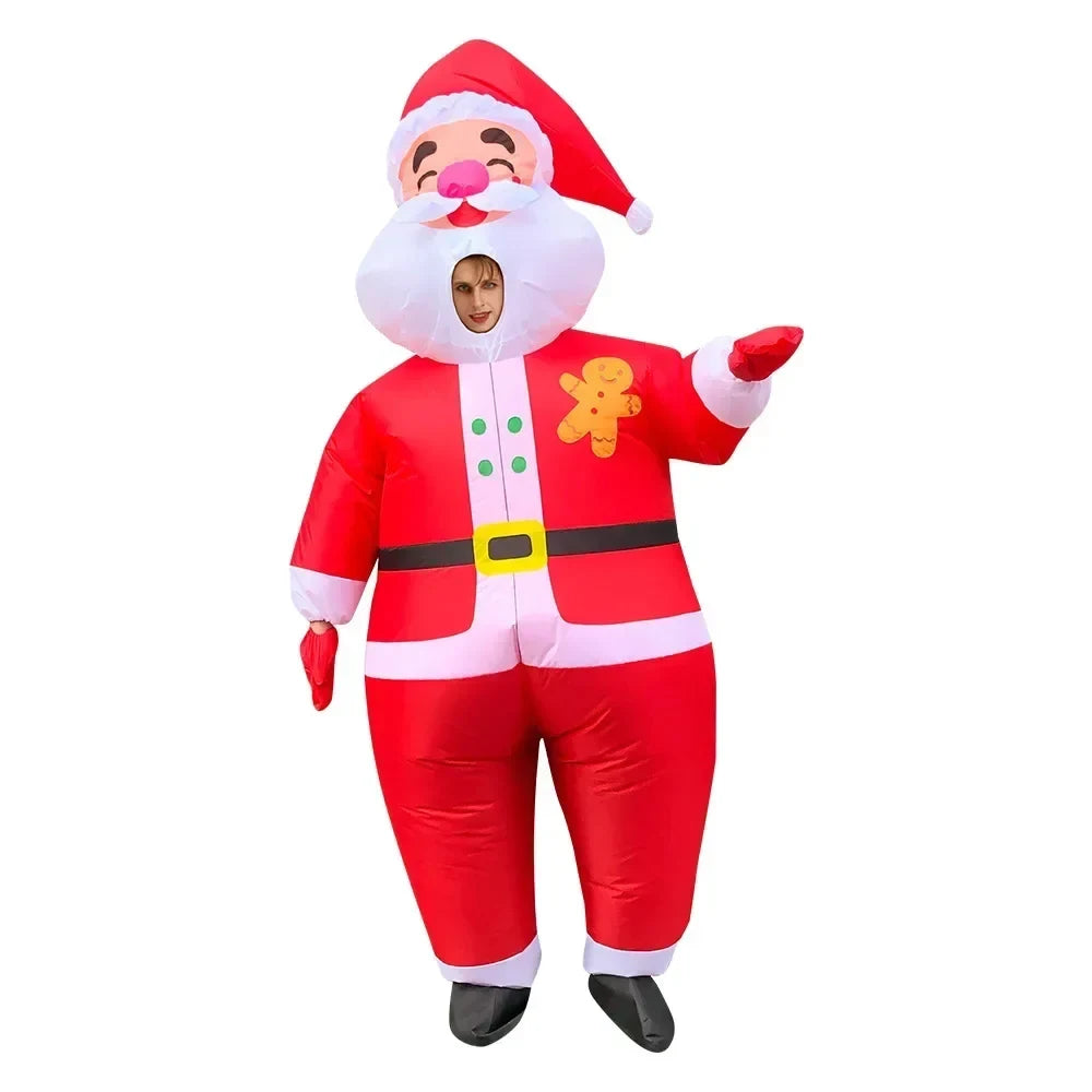 Inflatable Christmas Costume Suit with Full-Body Holiday Character Design and Mesh Viewing Window - Image 4