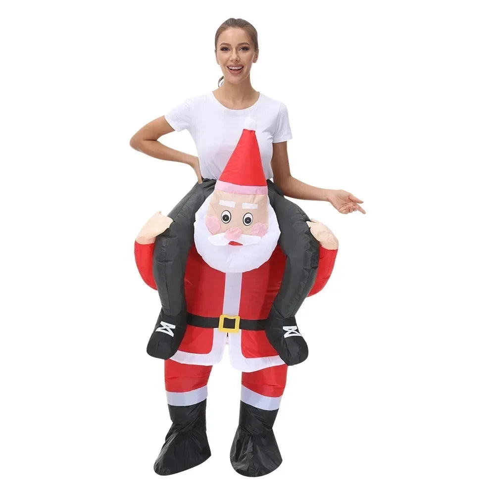 Inflatable Christmas Costume Suit with Full-Body Holiday Character Design and Mesh Viewing Window - Image 6