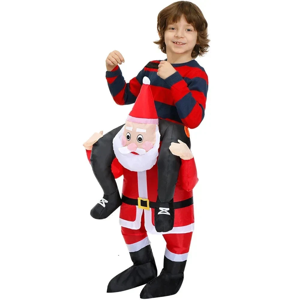 Inflatable Christmas Costume Suit with Full-Body Holiday Character Design and Mesh Viewing Window - Image 7
