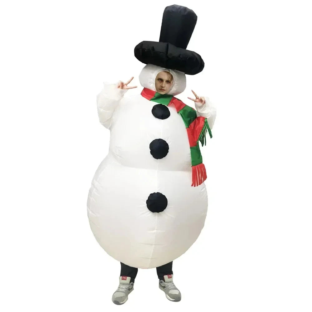Inflatable Christmas Costume Suit with Full-Body Holiday Character Design and Mesh Viewing Window - Image 8