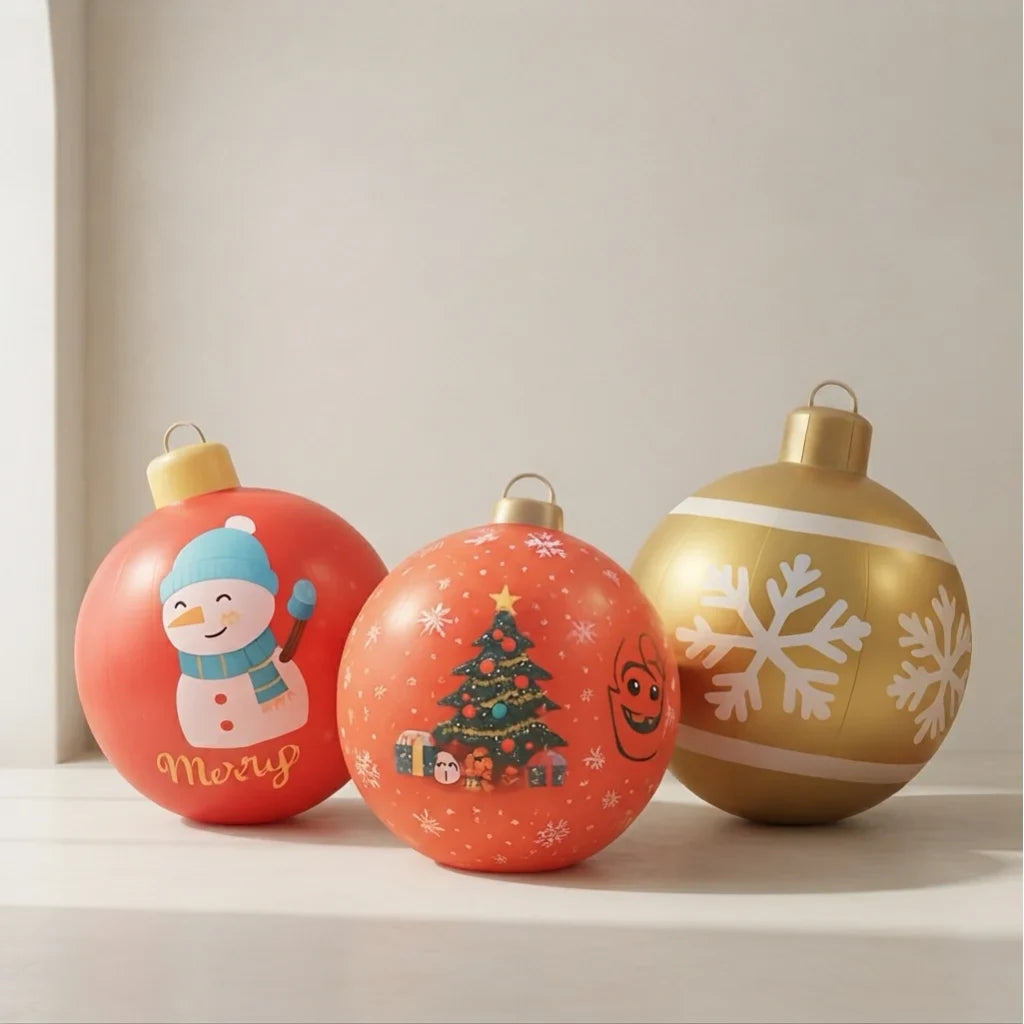 Inflatable Christmas Ornament Ball with PVC Construction for Outdoor Holiday Decorations - Image 1