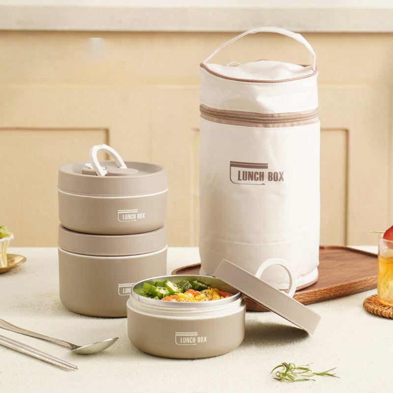 Insulated Bento Box Lunch Set Leak Proof Stainless Steel Stackable Thermal Sealed For Work - Image 10