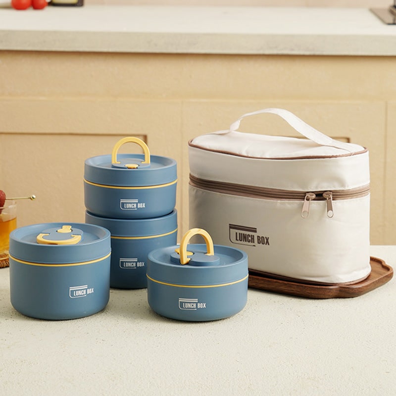 Insulated Bento Box Lunch Set Leak Proof Stainless Steel Stackable Thermal Sealed For Work - Image 2