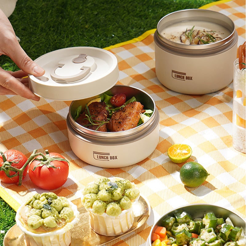 Insulated Bento Box Lunch Set Leak Proof Stainless Steel Stackable Thermal Sealed For Work - Image 4