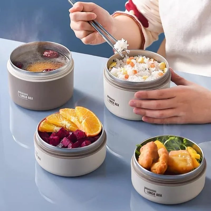 Insulated Bento Box Lunch Set Leak Proof Stainless Steel Stackable Thermal Sealed For Work - Image 5