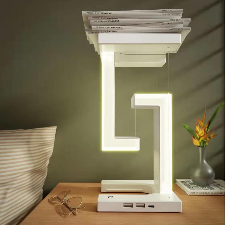 Kids' LED Table Lamp with USB Ports and Geometric Tensegrity Design for Desk and Bedside - Image 6