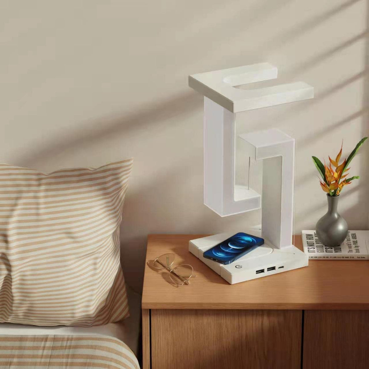 Kids' LED Table Lamp with USB Ports and Geometric Tensegrity Design for Desk and Bedside - Image 8