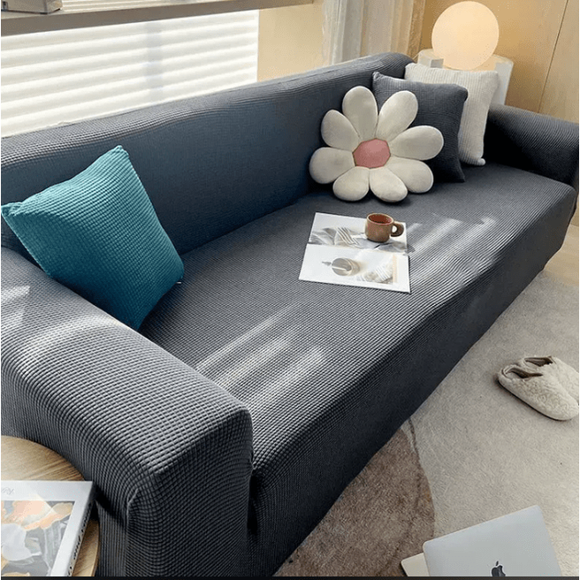 Kids' Sofa Cover and Cotton Slipcovers with Ribbed Jacquard Stretch Fit - Image 1