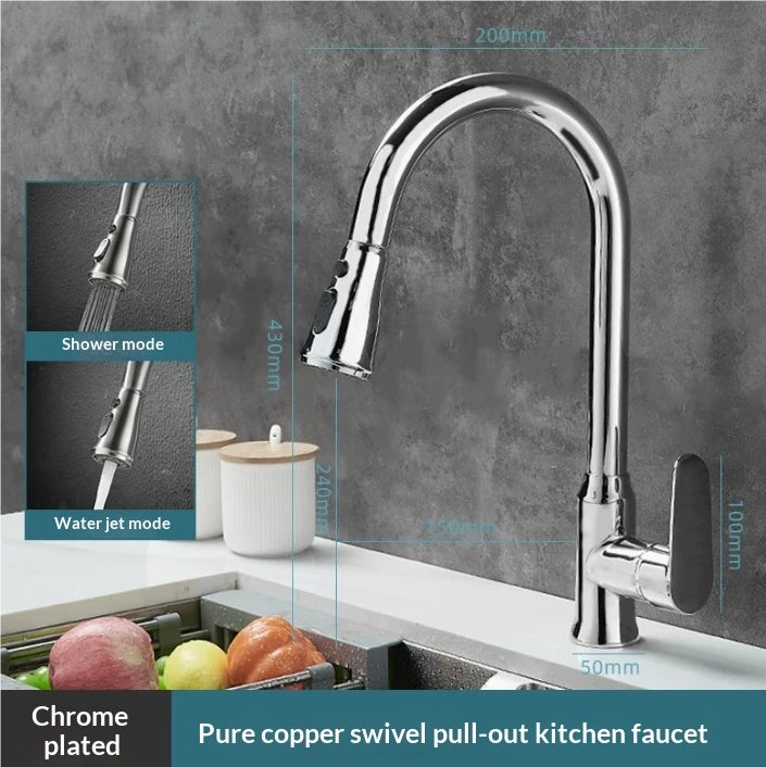 Kitchen Faucet with Pull-Down Spray Head and 360° Swivel Spout - Image 14