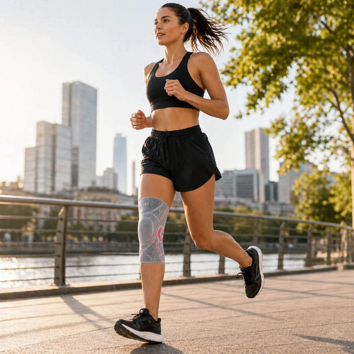 Knee Compression Sleeve with Non-Slip Support and Breathable Elastic Knit Design - Image 17