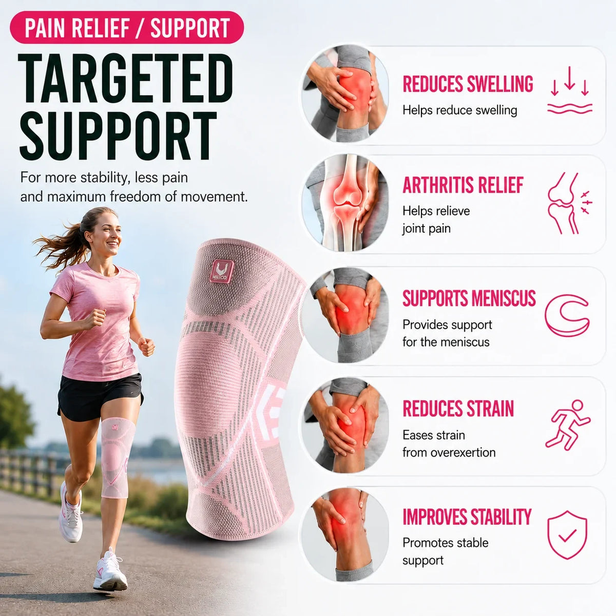 Knee Compression Sleeve with Non-Slip Support and Breathable Elastic Knit Design - Image 4