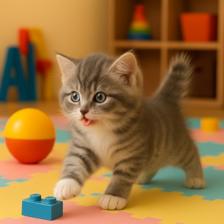 Chaton robot interactif tigré gris - Jouet électronique réaliste qui marche et miaule