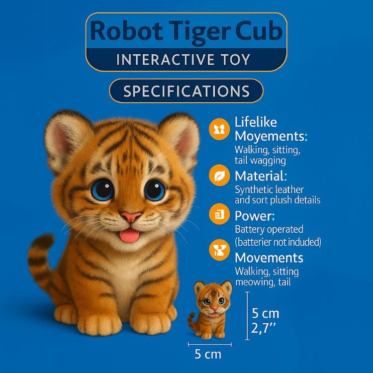 Tigreau robot réaliste et interactif - Jouet électronique de chaton qui marche et miaule