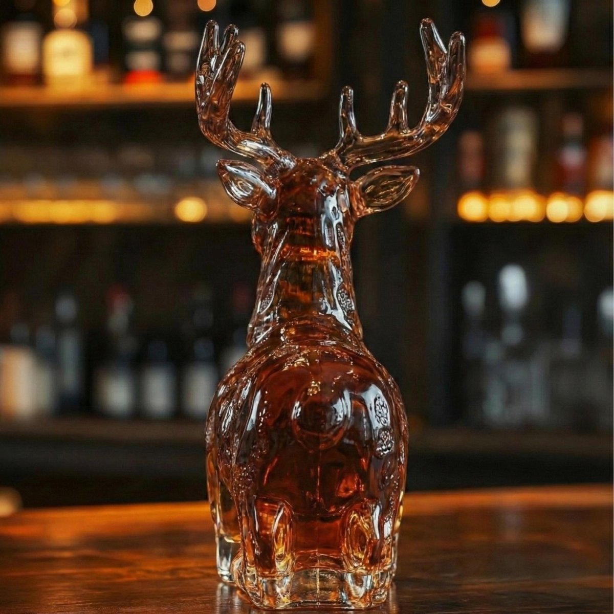 Botella decantadora de bourbon con temática de ciervos