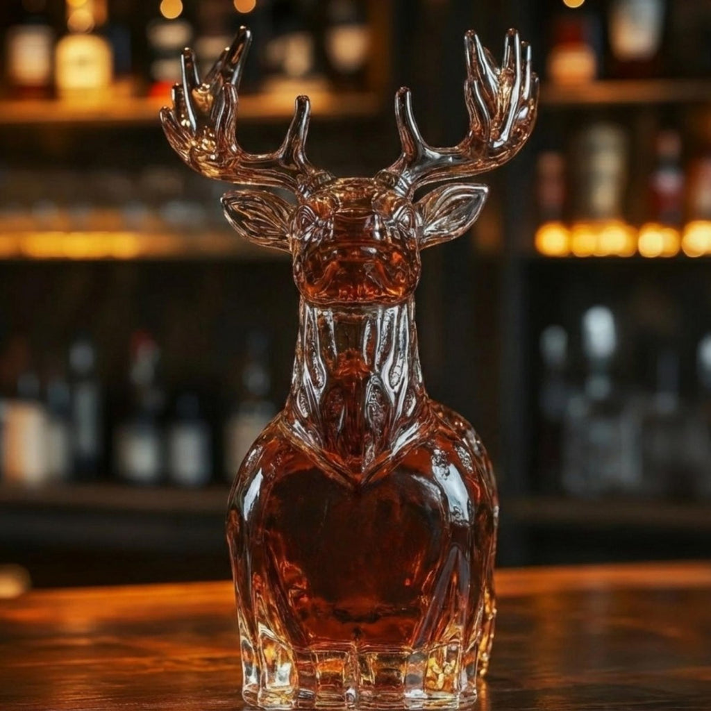 Botella decantadora de bourbon con temática de ciervos