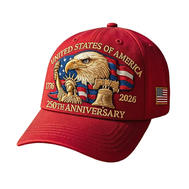 Patriotic Baseball Cap with Embroidered American Flag and Eagle - Image 2
