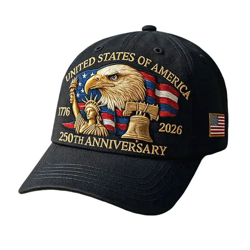 Patriotic Baseball Cap with Embroidered American Flag and Eagle - Image 3