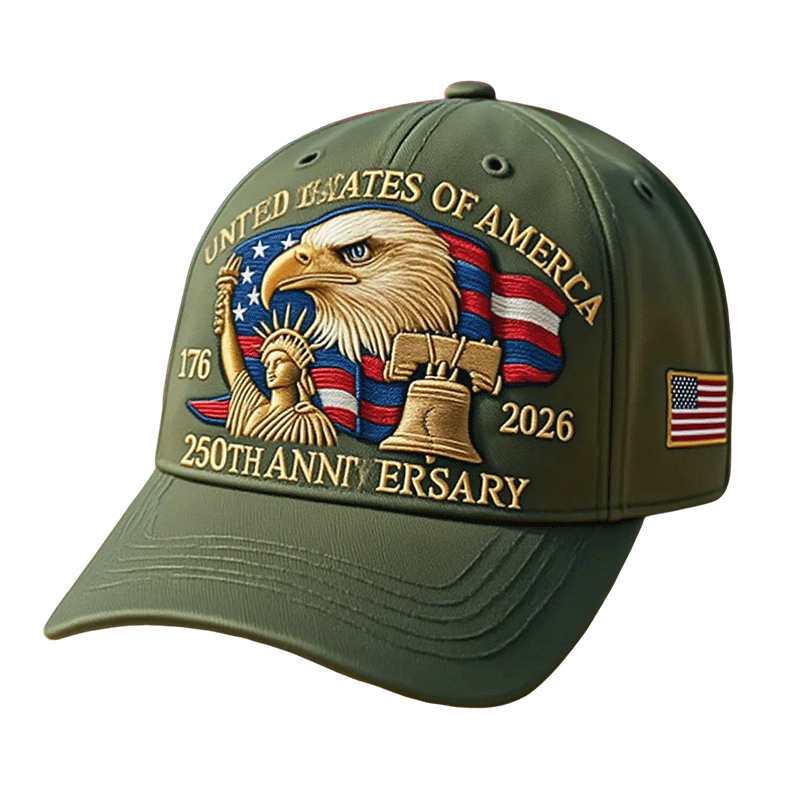 Patriotic Baseball Cap with Embroidered American Flag and Eagle - Image 4