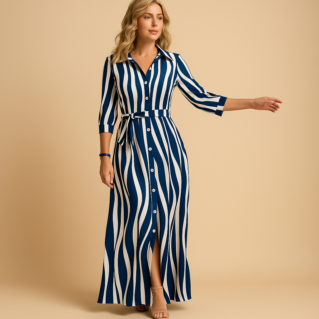 Nola Verenne. – Women’s Loose-Fit Long Summer Dress with Short Sleeves