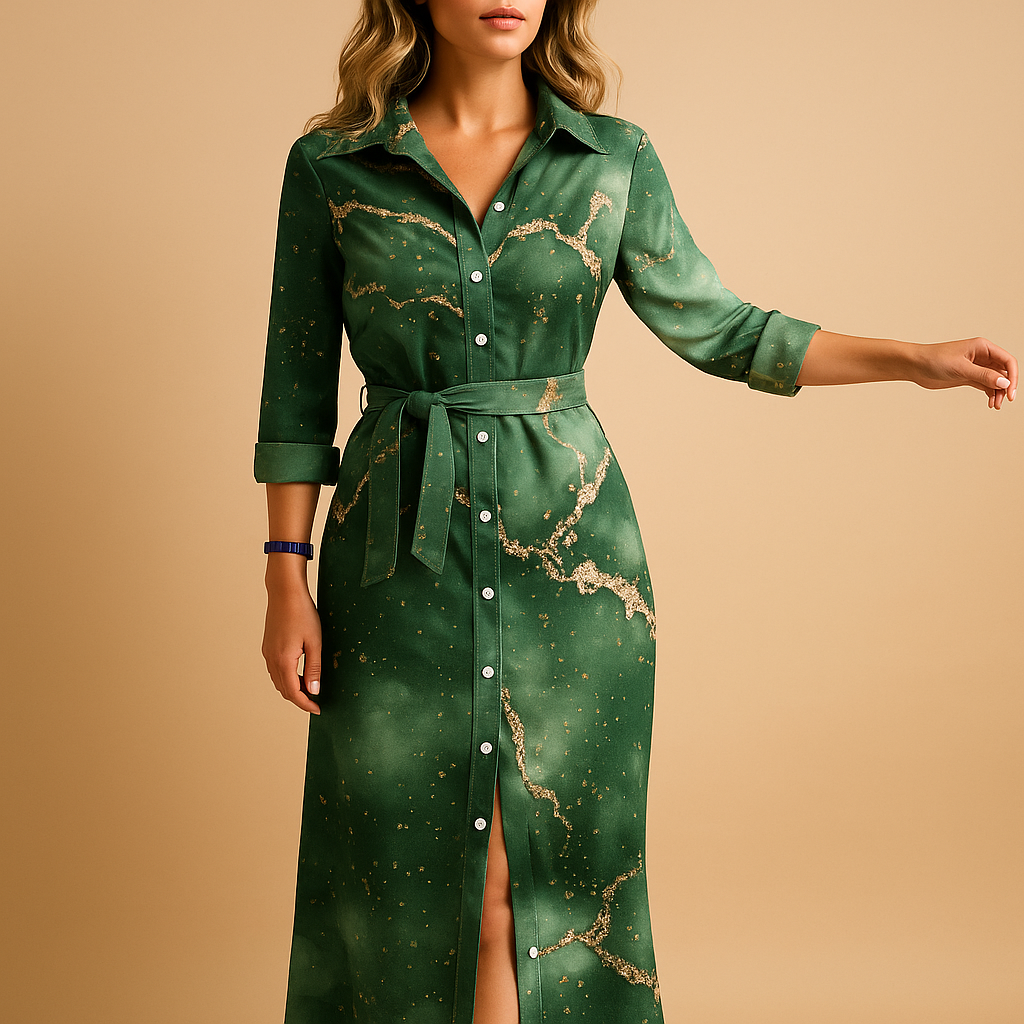 Nola Verenne. – Women’s Loose-Fit Long Summer Dress with Short Sleeves