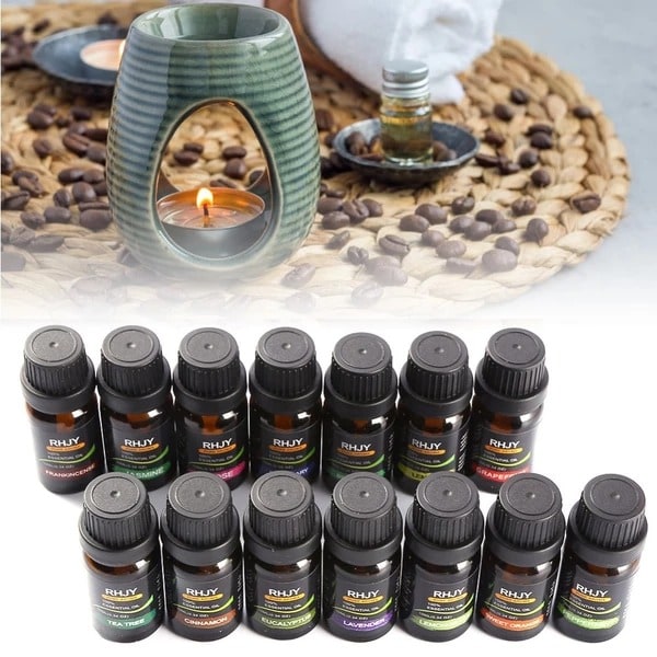 Lavender Essential Oil Set with Frankincense and Pure Aroma 14 Amber Glass Bottles 10ml - Image 1