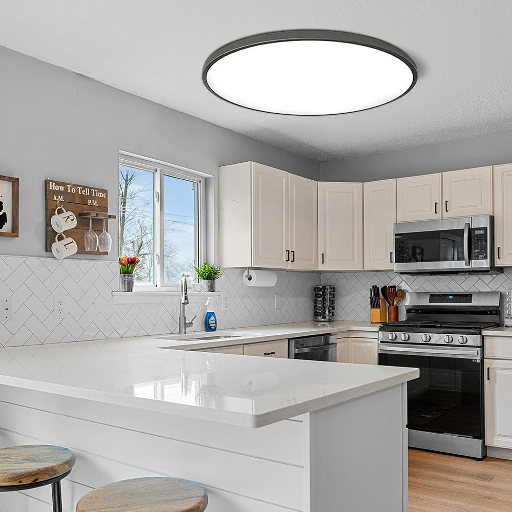 LED Ceiling Light Fixture with Flush Mount Design and Bright Modern Round Illumination - Image 1