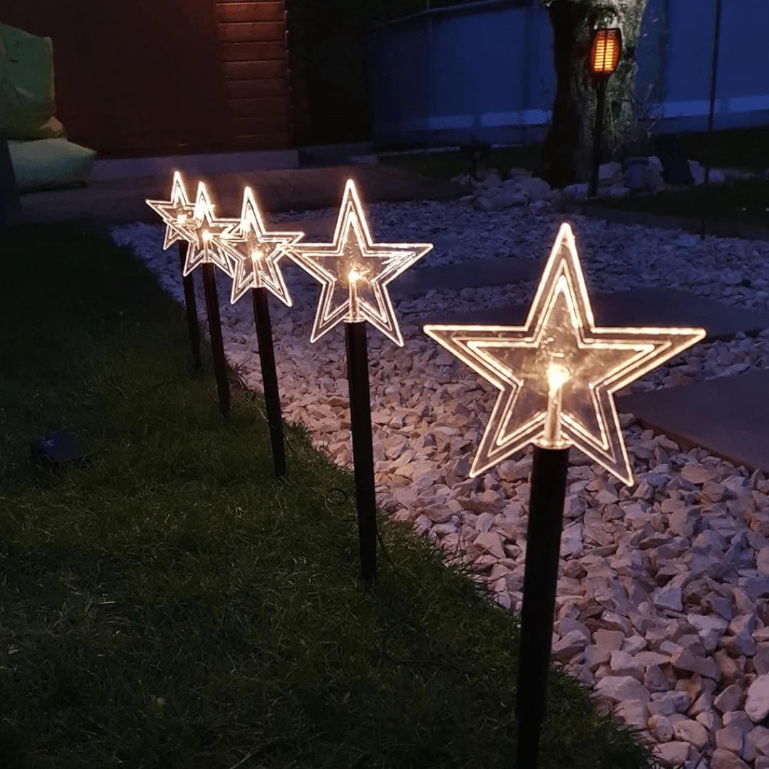LED Christmas Lights Outdoor Star Pathway with Warm White Glow Set of 5 pieces - Image 3