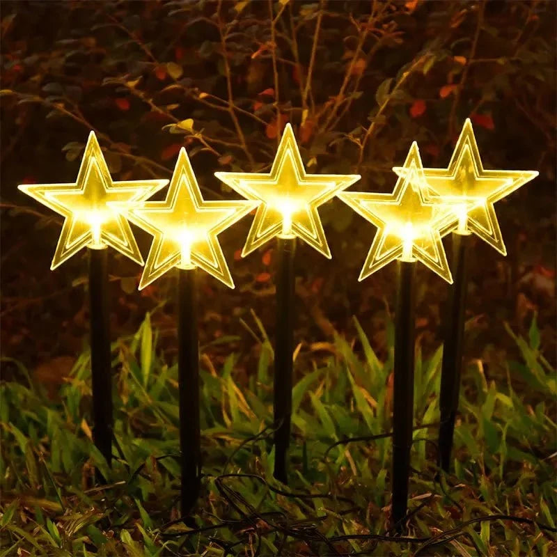 LED Christmas Lights Outdoor Star Pathway with Warm White Glow Set of 5 pieces - Image 5