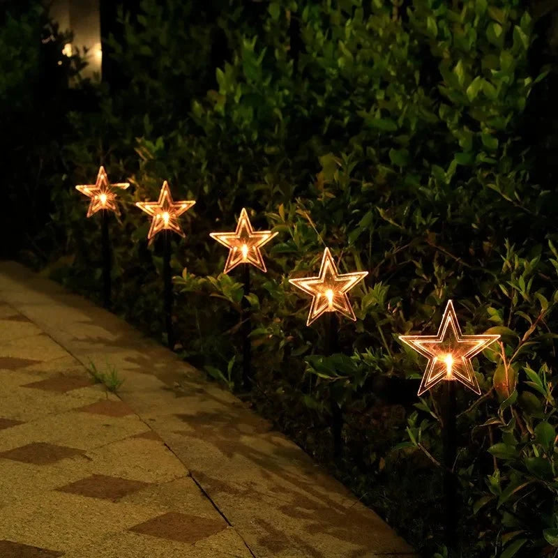 LED Christmas Lights Outdoor Star Pathway with Warm White Glow Set of 5 pieces - Image 8