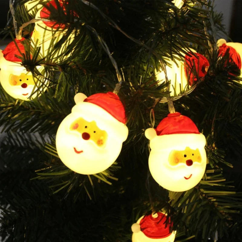 LED Christmas Lights String 20 Battery Operated with Santa Heads for Indoor Holiday Decorations - Image 3