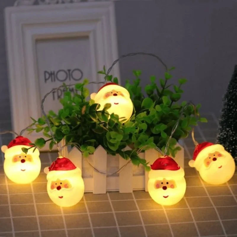 LED Christmas Lights String 20 Battery Operated with Santa Heads for Indoor Holiday Decorations - Image 5