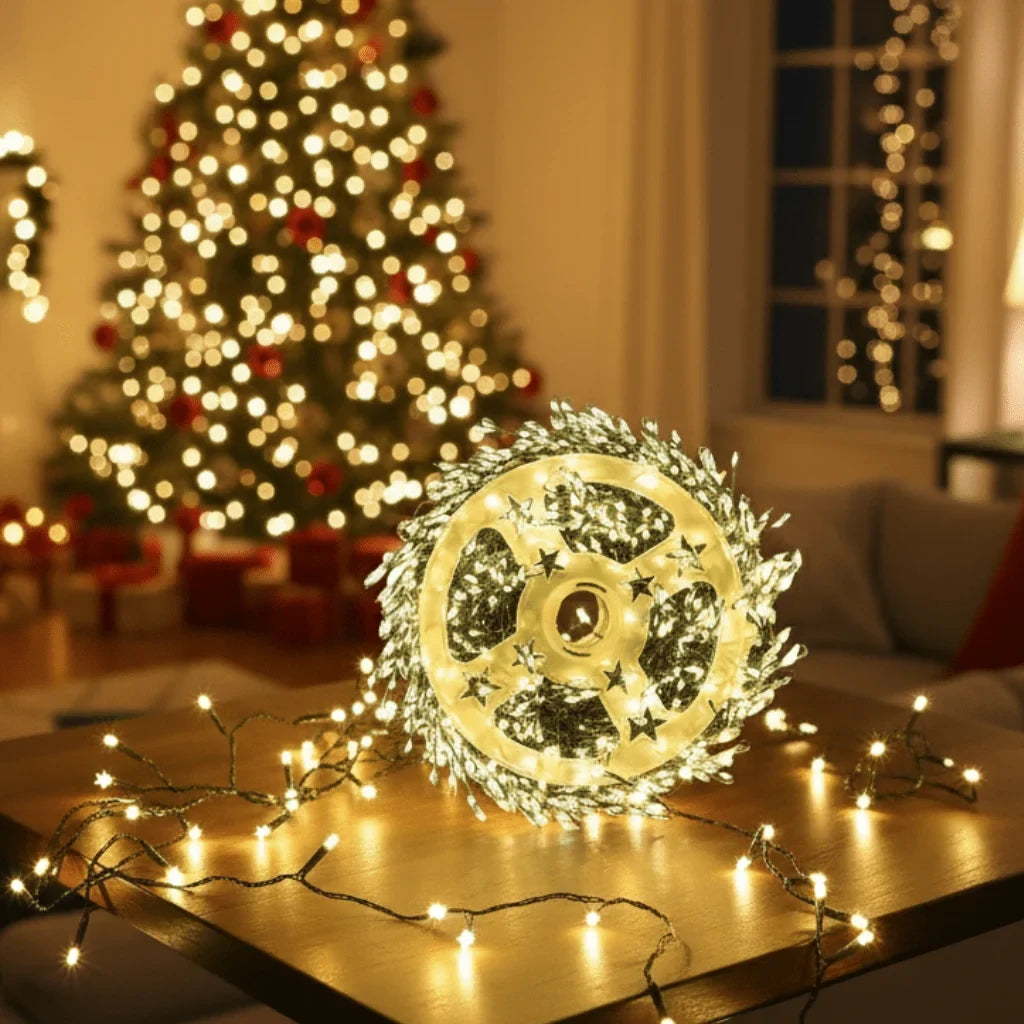 LED Christmas String Lights with Remote Control Cluster Warm for Indoor Decoration - Image 1