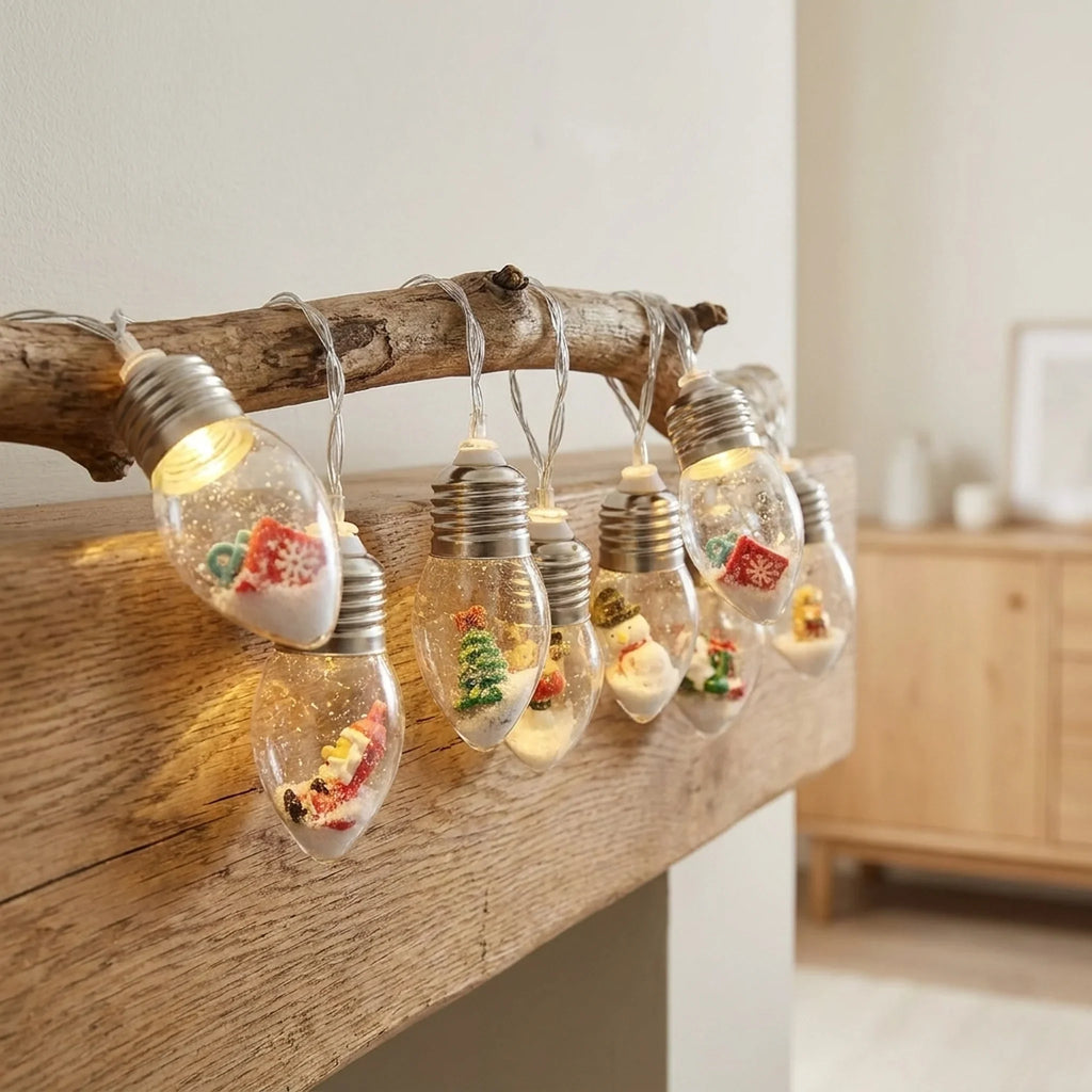 LED Christmas String Lights with Warm White Glow and Miniature Figurine Bulbs - Image 1