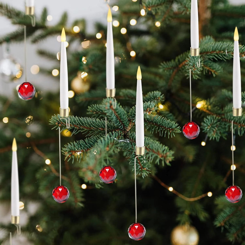 LED Christmas Tree Candles with Flickering Flame and Hanging Crystal Ornaments - Image 18