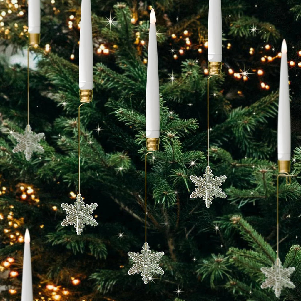 LED Christmas Tree Candles with Flickering Flame and Hanging Crystal Ornaments - Image 19